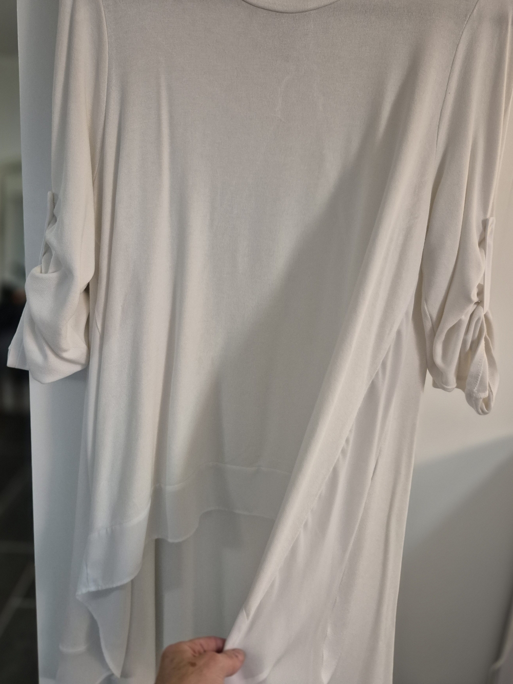 Joseph Ribkoff Soft Cream Asymmetrical Tunic